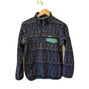 Patagonia Synchilla Wild Roots Navy Blue Womens Fleece Pullover size XS